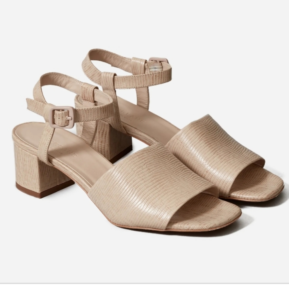 Everlane Lizard Skin Block Heel Sandals